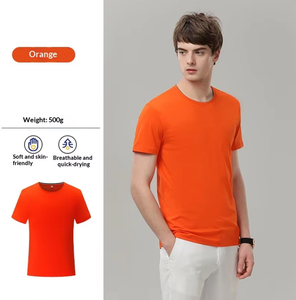 Frühling/Sommer 190g 40-fädiges Modal <span class=keywords><strong>Odell</strong></span> Gewebtes Rundhals-Kurzarm-T-Shirt mit Feuchtigkeitsableitung, Lockerer Passform, Unisex, Geprägte Vorderseite - Product Image 4