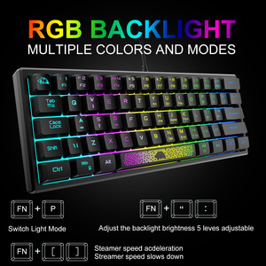 Livre lobo k61 rgb teclado de jogo rgb, iluminação mini portátil, escritório, teclado - Product Image 4