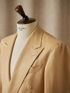 Costume d'affaires 2 pièces en <span class=keywords><strong>lin</strong></span> jaune pour <span class=keywords><strong>homme</strong></span>, <span class=keywords><strong>tenue</strong></span> de <span class=keywords><strong>mariage</strong></span>, double boutonnage, coupe ajustée, revers en pointe haut, grande taille pour adultes - Product Image 4