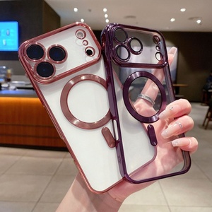 Coque de téléphone transparente en TPU galvanisée magnétique sans fil pour Iphone 17 16 15 Pro Max 14 Pro 13 12 11 Xs Max X - Product Image 2