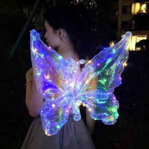 Hot Sale Eco-Friendly Led Glowing Colorful Transparent Foil <b>Butterfly</b> Wings Balloon <b>Decoration</b> Easter Birthday Adult Toys - Product Image 3