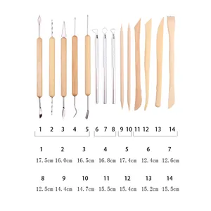 14 Cái Đất Sét Gốm Khắc Tool Set Gỗ Mô Hình Công Cụ Đất Sét Điêu Khắc Set Canvas Zippered Trường Hợp Mô Hình Khắc Công Cụ