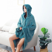 Couverture-cape en flanelle personnalisée à capuche, à porter sur les jambes, pour le bureau, le canapé, la chambre climatisée, toutes saisons