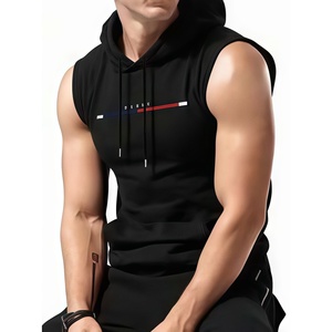 Camiseta sin mangas de moda urbana con logo estampado y pedrería para hombre, estilo acid wash, para gimnasio, chaleco sin mangas con apliques para hombre - Product Image 1