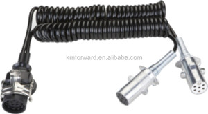 European 15pin 7 Pin Trailer <strong>Coiled</strong> <strong>Cable</strong> Trailer &amp; Truck Electrical <strong>Cable</strong> With Nylon Plug and Metal <strong>Cable</strong> Holder - Product Image 4