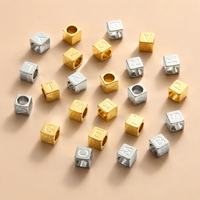 Perles carrées en acier inoxydable 7x7mm, breloques lettres A-Z plaquées or pour la fabrication de bijoux DIY, bracelets et colliers
