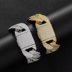 24Mm Wide <b>Cuban</b> Bracelet, Six Rows of Zirconium Rhombus <b>Cuban</b> Bracelet Copper Inlaid With Zirconium Tanjing Fashion - Product Image 1