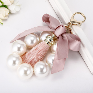 <span class=keywords><strong>Porte</strong></span>-clés en tissu avec nœud papillon et perles pour sac, idéal comme cadeau, vente en <span class=keywords><strong>gros</strong></span> - Product Image 4
