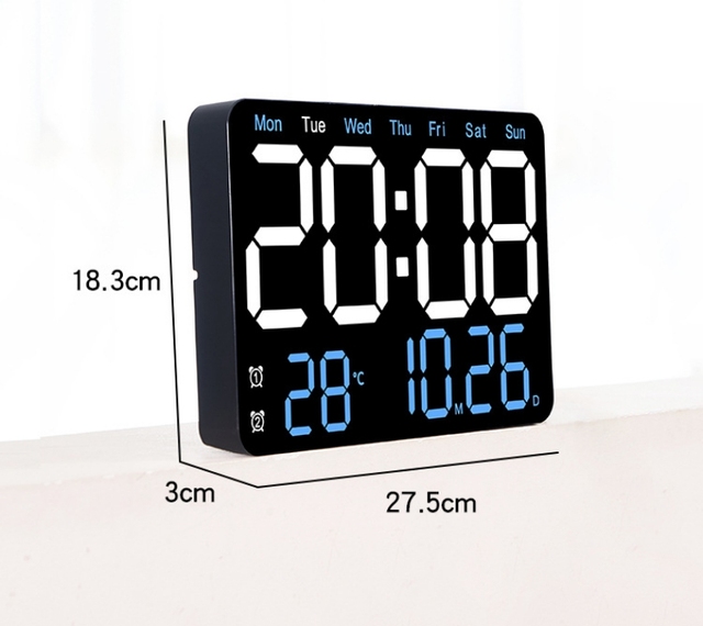 Mirror LED Display Brightness Adjustable Timer Alarm LED Clock Digital Wall Clock Home Decor Office