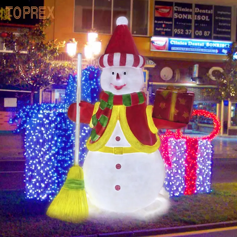 180cm 페인트 폴리 3D 수지 LED 조명 크리스마스 눈사람 친환경 동물 장식 애니메이션 성탄 기념품 공예 용품