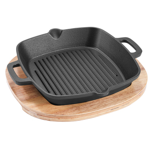 Plaque de cuisson carrée en fonte à double poignée, antiadhésive, universelle pour grillades de steaks, barbecue extérieur, cuisinière électrique et usage commercial - Product Image 1