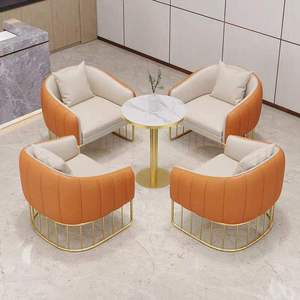 Özelleştirilmiş tasarım Pu deri restoran kabini oturma salonu Morden otel Cafe kahve dükkanı masaları ve sandalyeler mobilya projesi - Product Image 3