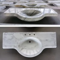 Lavabos de salle de bain en marbre blanc naturel Renaissance avec pied de lavabo en acier antique