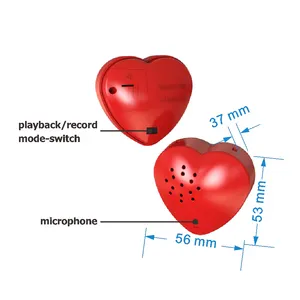 Giocattoli personalizzati in plastica ABS registrabili a forma di cuore piccolo registratore vocale per peluche