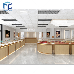 ตู้โชว์เครื่องประดับสีทองหรูหราทันสมัยแบบกำหนดเองเฟอร์นิเจอร์สำหรับร้านเครื่องประดับแนวคิดการออกแบบตกแต่งภายใน - Product Image 6