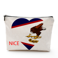 Trousse de maquillage de voyage Samoa américaine, pochette cosmétique avec motif drapeau et carte, pochette portable à fermeture éclair pour cosmétiques, pinceaux et essentiels