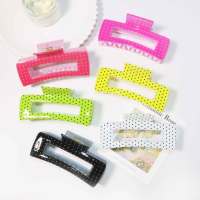 Grandes pinces à cheveux rectangulaires à pois de 10,5 cm, imprimées UV, couleur néon, pour femmes, accessoires à motif rétro