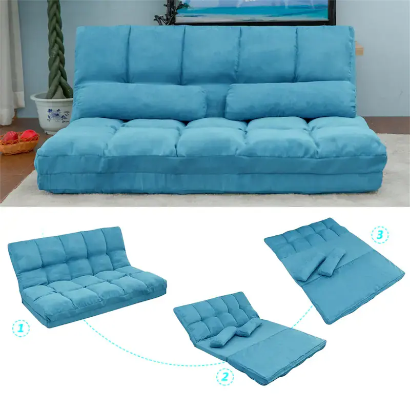 Kore tarzı kumaş katlanmış sünger zemin kanepe 5 pozisyonları ile ayarlanabilir Backrest_sofa Bed_hall kanepe