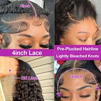 Pelucas de Cabello Humano con Ondas Profundas, Rizadas, con Encaje Frontal 13x6 13x4 para Mujer Negra, Línea de Cabello Pre-Arrancada, Alibaba