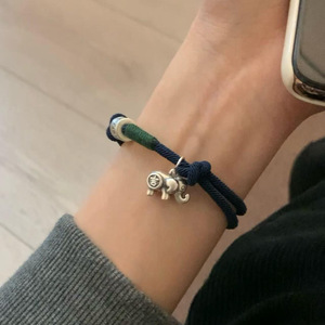 999 Pure Silver <b>Elephant</b> Charm Bracelet Unisex Everyday Wear Jewelry Animal Design Chinese Style Couple <b>Gift</b> - Product Image 3