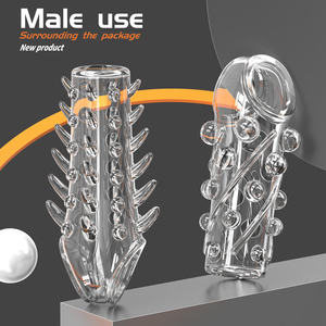 Wiederverwendbare Silikon-Kondome mit Genopptem und Geripptem Design, Verzögerungshilfe, Verdickende Dornen-Kondome - Product Image 1