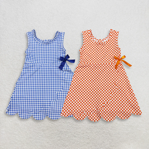 Ensemble de vêtements pour filles, haut à manches courtes et short avec imprimé à carreaux coloré, tenue 2 pièces à volants, nouvelle mode d'été - Product Image 6