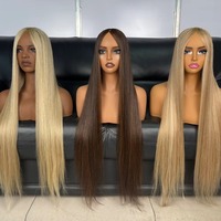 Extensiones de Cabello Sintético Liso, Resistentes al Calor, Fibra Capilar para Tejer, Venta al Por Mayor