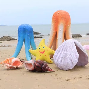 Ocean Theme Park Props Resin Fiberglass Tropical Fish Seaweed Shell Sculptures Starfish Crab Statues for <strong>Aquarium</strong> Decoration - Product Image 5