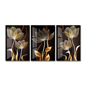 3 pièces de <span class=keywords><strong>peinture</strong></span> sur toile murale à fleurs noires <span class=keywords><strong>et</strong></span> dorées, décoration de salon, affiche <span class=keywords><strong>abstraite</strong></span> moderne, <span class=keywords><strong>peinture</strong></span> décorative pour la maison - Product Image 5