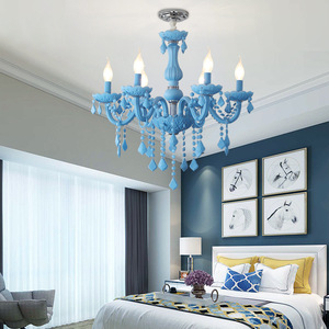 Casa iluminación bulbo de la vela de la lámpara azul cuerpo de vidrio cubierta de tela colgante de cristal luces de la lámpara - Product Image 3