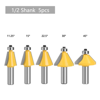 LAVIE 12mm 1/2' Shank 11.25 15 22.5 Degree Chamfer & Bevel Edging Router Bits Woodworking  - C  MC03062