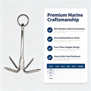 Ancre marine à quatre griffes en acier inoxydable 304 poli fin, pièces de quincaillerie pour ancre de bateau - Product Image 2