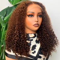 Perruques SDD à densité 250 % en cheveux humains, frontale en dentelle, sans colle, brunes, double épaisseur, bouclées et volumineuses, en cheveux vierges – Fournisseur Populaire