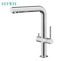 Robinet de cuisine 3 voies avec filtre à eau, double poignée, pulvérisation latérale, flexible, nickel brossé, sans plomb, vente en gros pour hôtels, usine, usage commercial