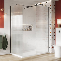 Paroi de douche en verre trempé cannelé Oumeiga 90*200cm, design moderne sans cadre, épaisseur 8mm pour salle de bain ou hôtel