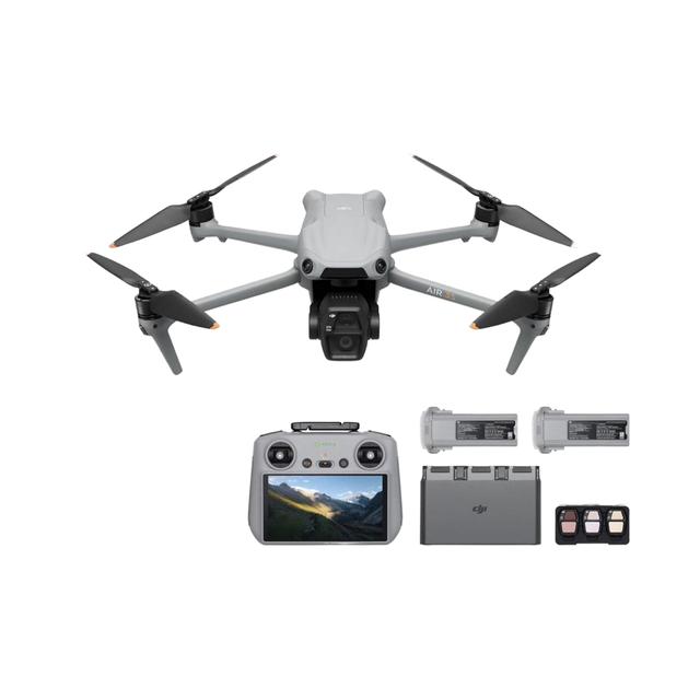 DJI Air 3S Fly More Combo 4K/60fps Omnidirectional Sensing Drone 1\" CMOS Wide-Angle Medium Tele Camera 3 Batteries for Extended
