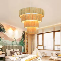 Hôtel tissé à la main pliable suspendu raphia abat-jour plafond lustre abat-jour couverture moderne pour Restaurant