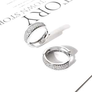 Foxi Jewelry OEM ODM Micro Pave CZ Pendientes <span class=keywords><strong>de</strong></span> diamantes Vintage Gold Circle Geometric Dangle Hoop Earring para mujer - Product Image 5