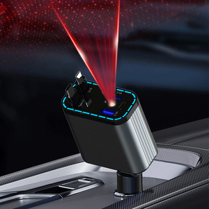 Caricabatterie Rapido per Auto 4 in 1 con Display Digitale LED, 2 Cavi Retrattili Tipo C, Caricatore Portatile per <span class=keywords><strong>iPhone</strong></span> 16 - Product Image 1