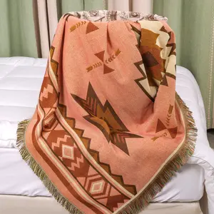 Ready To Ship Cotton And Polyester Woven Tapestry Promotional Throw Blanket Custom Jacquard Blanket