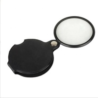 Mini loupe de poche portable noire 50mm 10x, loupe pliante avec étui de protection pour la lecture