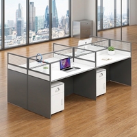 Poste de travail en îlot de bureau, bureau informatique moderne en bois, avec cloison de séparation pour employé, ensemble de mobilier de direction, vente en gros