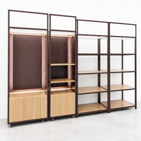 Étagères de présentation de vêtements en métal et bois mobiles, porte-vêtements suspendus, aménagement personnalisé pour magasin de détail