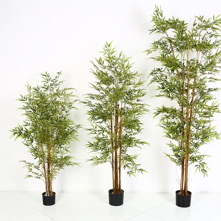 Árbol de paisaje personalizado de seda, plantas artificiales decorativas, palo de bambú falso, árboles grandes artificiales