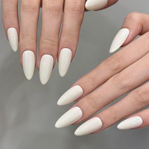 <span class=keywords><strong>Ongles</strong></span> d'orteil et de doigt de couleur unie blancs à couverture complète faits à la main en forme d'amande à presser sur les <span class=keywords><strong>ongles</strong></span> emballage personnalisé réutilisable 10 pièces - Product Image 2