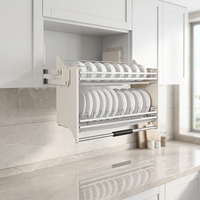 Vbosr Organizador de Cozinha: Cesto Elevatório Retrátil de Metal Vintage em Aço Inoxidável para Armário de Cozinha