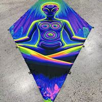 Tenda Kanopi Fluoresen Reaktif UV Menyala dalam Gelap untuk Dekorasi Pesta Psytrance Luar Ruangan