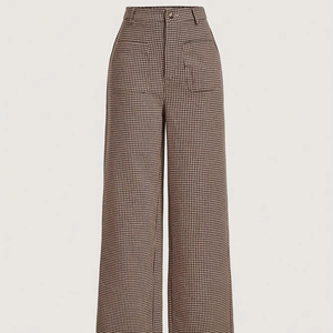 <span class=keywords><strong>Pantaloni</strong></span> autunno 2025 <span class=keywords><strong>donna</strong></span> a scacchi retrò a vita alta a gamba dritta antirughe scuri distesi <span class=keywords><strong>pantaloni</strong></span> <span class=keywords><strong>larghi</strong></span> piccoli - Product Image 1