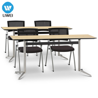 Bureau de conférence rectangulaire LIWEI en bois MFC, durable et moderne, mobile, modulaire, multifonctionnel, pliable avec plateau rabattable