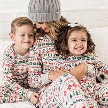 2022 Winter Print Knitted Loungewear Matching Christmas Pyjamas Pajamas Sets For Family
